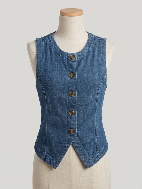 LC Lauren Conrad Jackets & Blazers - LC Lauren Conrad Blue Denim Button-Front Vest